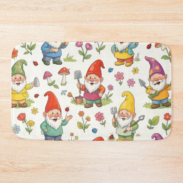 Item preview, Gardening Gnome with Ladybugs and Flowers | Cute Watercolor Style Nursery Decor designed and sold by pinkal.
