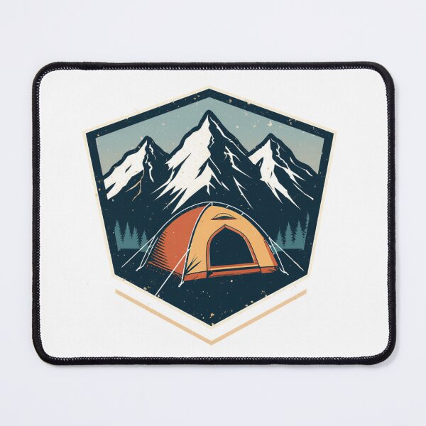 Item preview, Retro Mountain Hiking Badge Camping Tent designed and sold by Everyday Motif.