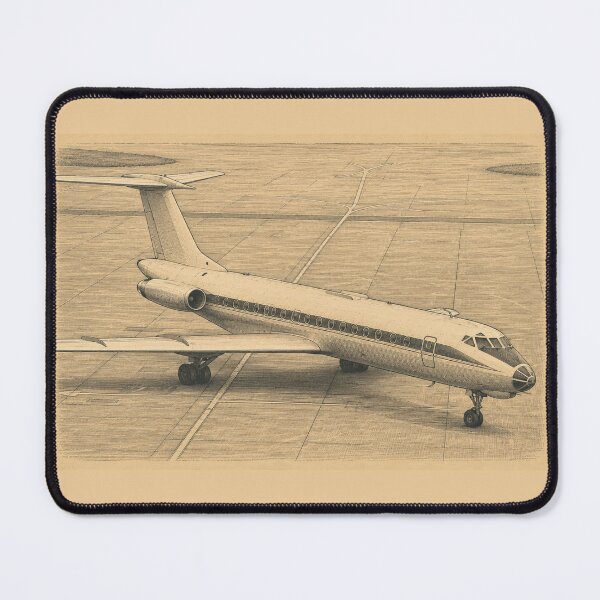 Item preview, Vintage Engraving Style Classic Rear-Engine Jet Airliner Illustration designed and sold by EMairplanes.