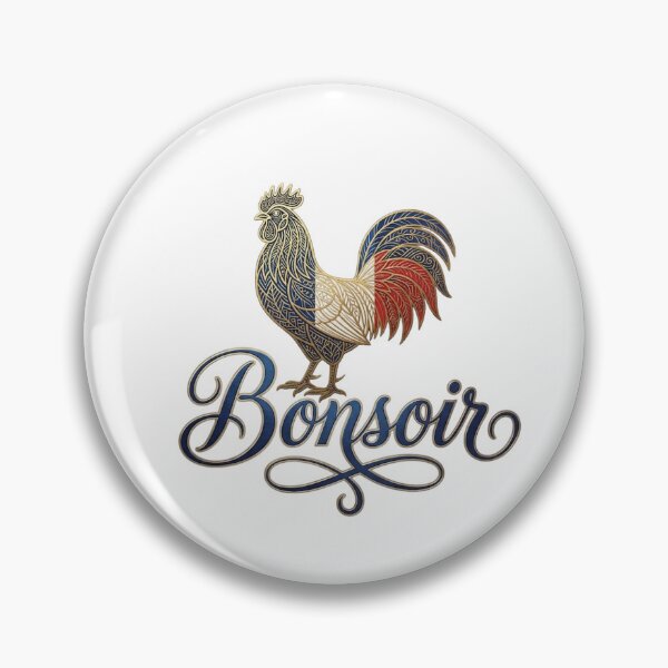 Item preview, French Coq Gaulois Rooster with "Bonsoir" Calligraphy – Tricolor France Pride designed and sold by Sarah'sCreativeLab.