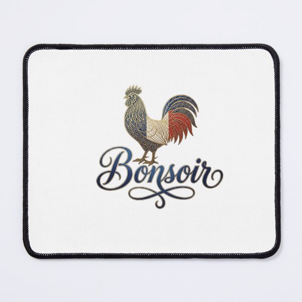 Item preview, French Coq Gaulois Rooster with "Bonsoir" Calligraphy – Tricolor France Pride designed and sold by Sarah'sCreativeLab.