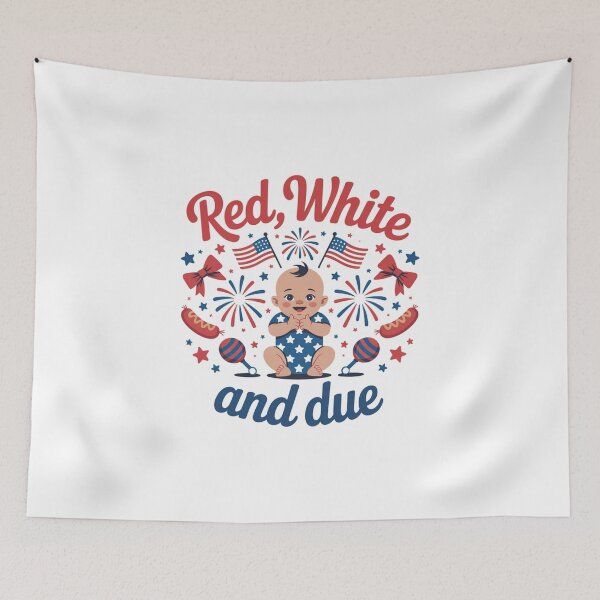 Item preview, Red White and Due Patriotic Pregnancy Announcement designed and sold by DariaOltes.