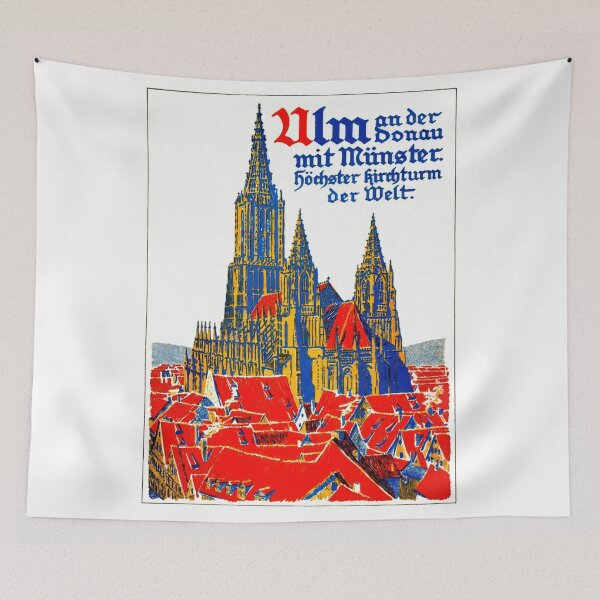 Item preview, Vintage Ulm Minster Travel Poster | Gothic Architecture Art Print | Tallest Church Steeple in the World | Germany Wall Decor designed and sold by artofuniverse.