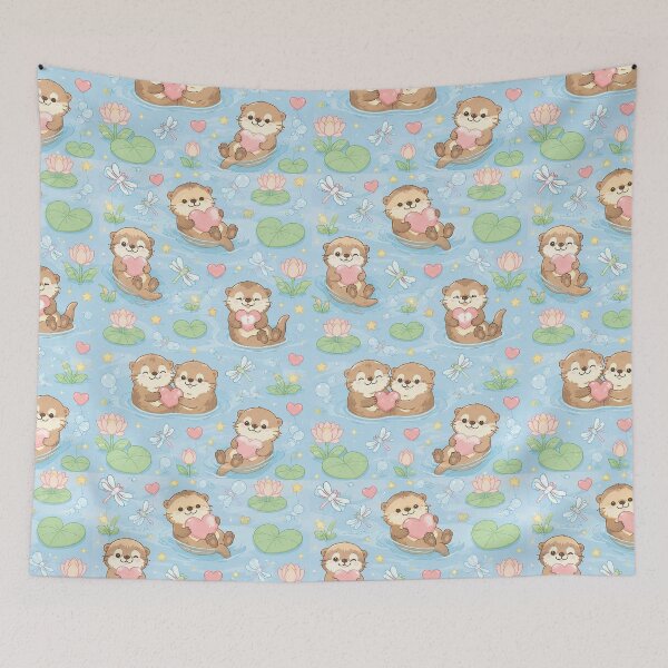 Item preview, Otter Heart Pond Pattern designed and sold by Soft Berry Studio.