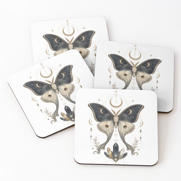 Item preview, Mystical Celestial Moth with Moons and Crystals – Dark Academia Style designed and sold by Studio_21.