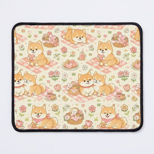 Item preview, Shiba Inu Heart Picnic Pattern designed and sold by Soft Berry Studio.