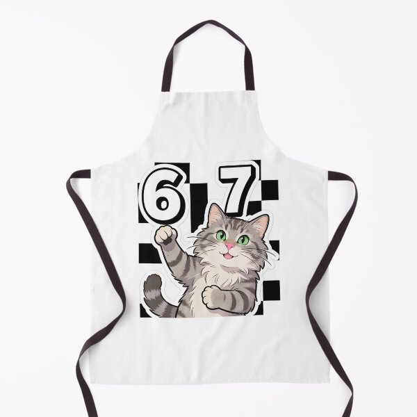 Item preview, Cute Gray Tabby Cat Pointing at 67 Meme Funny Cartoon Sticker designed and sold by OksArtStudio.