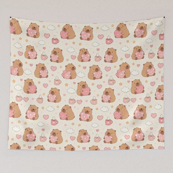 Item preview, Capybara Cozy Heart Pattern designed and sold by Soft Berry Studio.