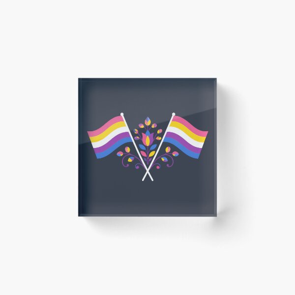 Item preview, Bigender Pride Flag Folk Motif – © heidiannemorris Scandinavian Folk Art designed and sold by FOLK ART FUSION by heidiannemorris.