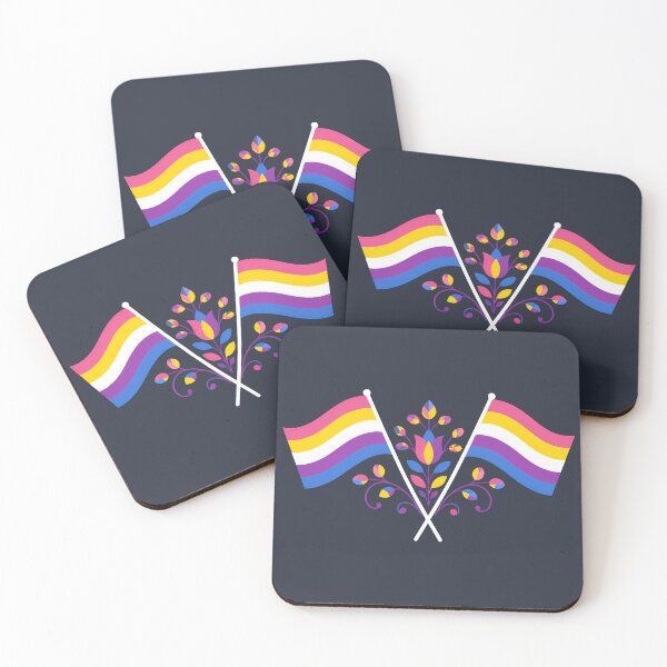 Item preview, Bigender Pride Flag Folk Motif – © heidiannemorris Scandinavian Folk Art designed and sold by FOLK ART FUSION by heidiannemorris.