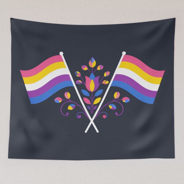 Item preview, Bigender Pride Flag Folk Motif – © heidiannemorris Scandinavian Folk Art designed and sold by FOLK ART FUSION by heidiannemorris.