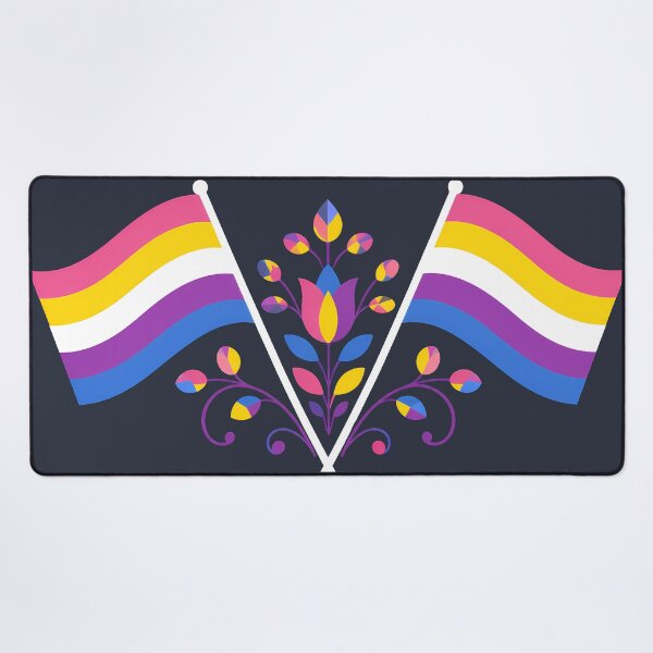 Item preview, Bigender Pride Flag Folk Motif – © heidiannemorris Scandinavian Folk Art designed and sold by FOLK ART FUSION by heidiannemorris.