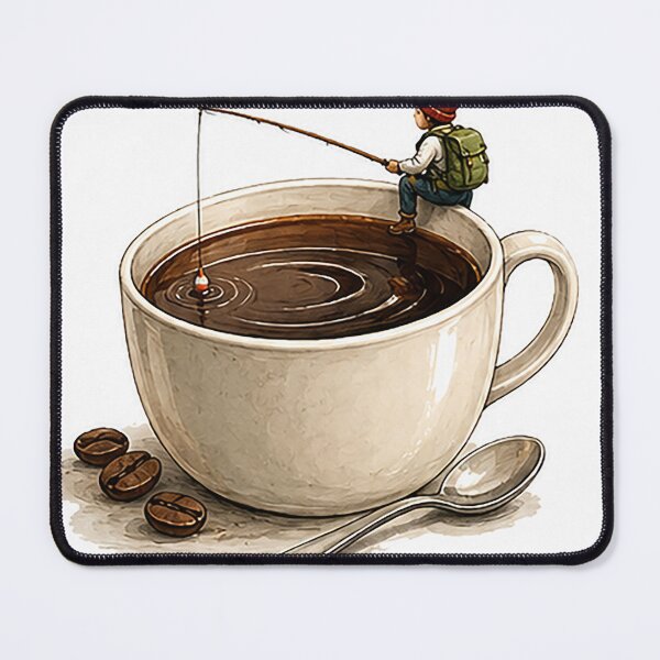 Item preview, Tiny Coffee Fisher Whimsical Mug Adventure designed and sold by Sara-Ai.