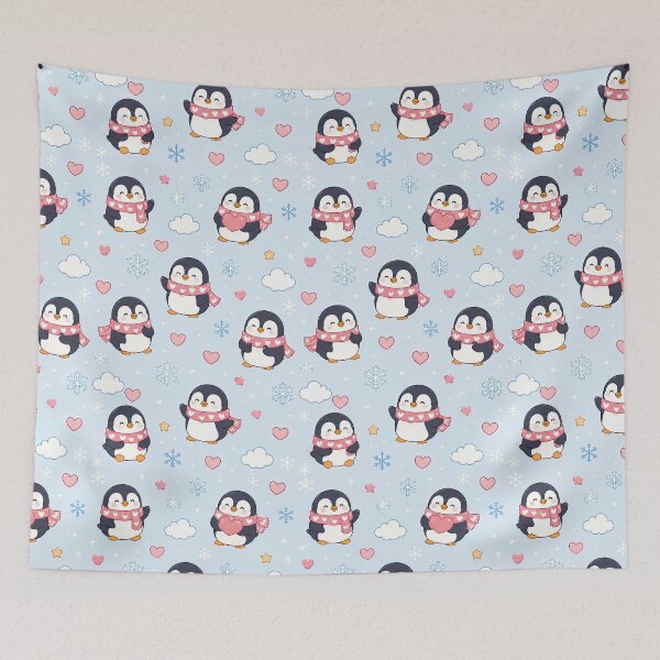 Item preview, Penguin Heart Scarf Pattern designed and sold by Soft Berry Studio.