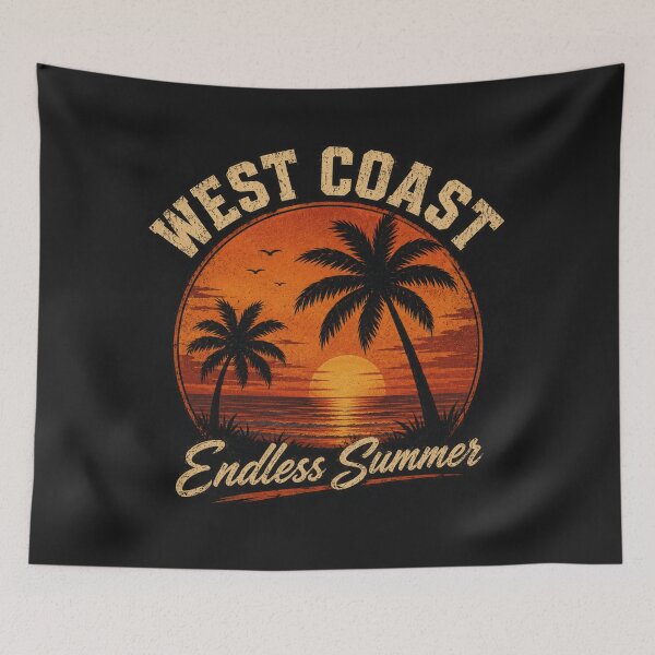 Item preview, West Coast Endless Summer – Vintage Retro Sunset Palm Trees Beach T-Shirt designed and sold by ZafTeez.