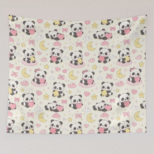 Item preview, Panda Heart Star Pattern designed and sold by Soft Berry Studio.