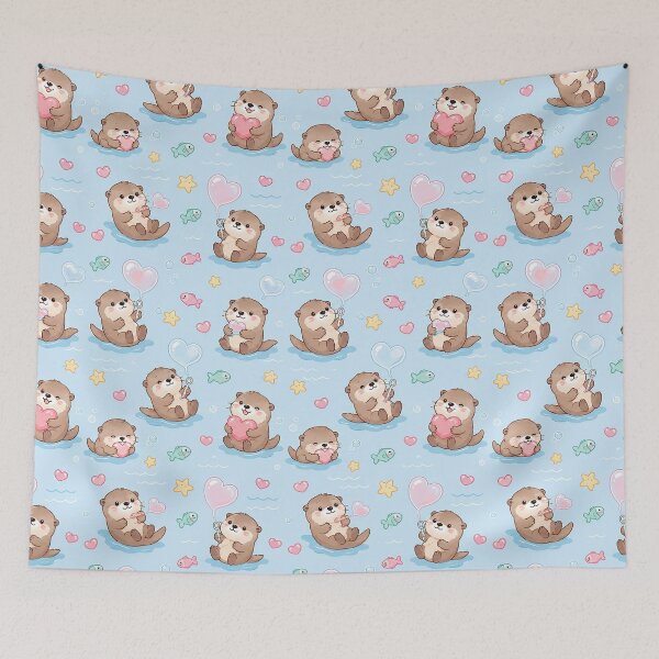 Item preview, Otter Heart Bubble Pattern designed and sold by Soft Berry Studio.