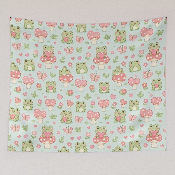 Item preview, Frog Heart Mushroom Pattern designed and sold by Soft Berry Studio.
