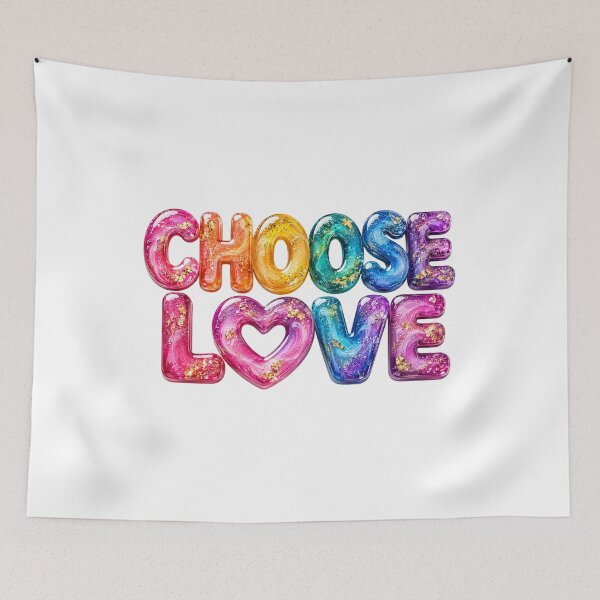 Item preview, Choose Love Rainbow Glass Heart Typography LGBTQ Pride Design designed and sold by RoPrincess.