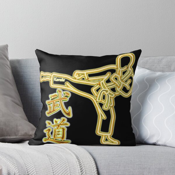 Item preview, Neon Gold Karate Fighter High Kick - Martial Arts Silhouette designed and sold by DigitalArtDesignLab.