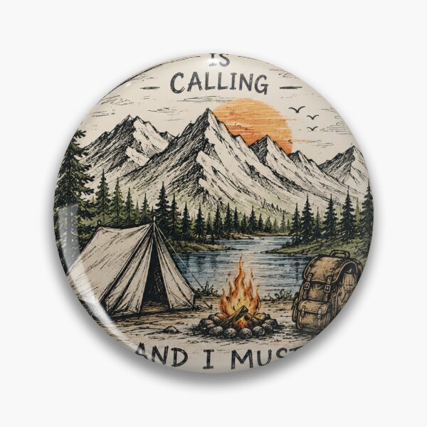 Item preview, Adventure Is Calling And I Must Go | Hand Drawn Camping Mountain Sketch designed and sold by DMQ-Designs.