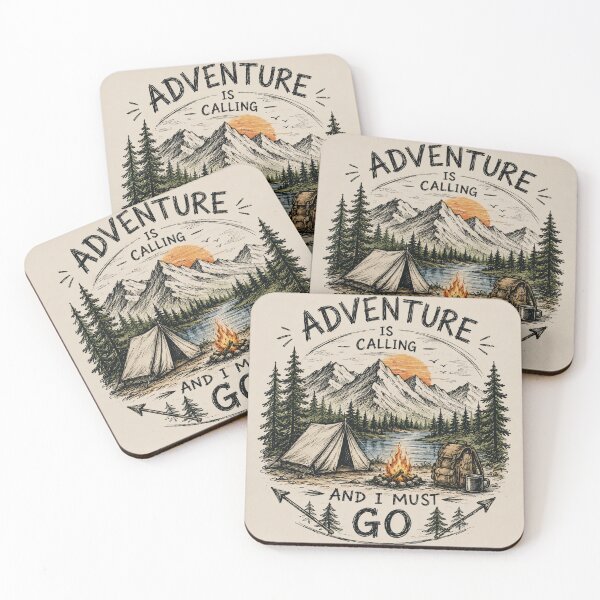 Item preview, Adventure Is Calling And I Must Go | Hand Drawn Camping Mountain Sketch designed and sold by DMQ-Designs.