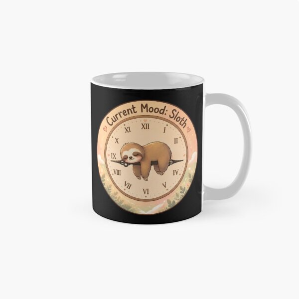 Item preview, Current Mood Sloth Funny Clock Illustration designed and sold by Evangeline89.