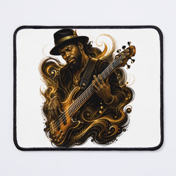 Item preview, Soulful Bass Guitarist – Golden Groove Music Art designed and sold by MarekoraStudio.