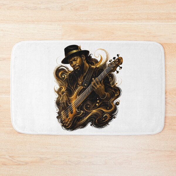 Item preview, Soulful Bass Guitarist – Golden Groove Music Art designed and sold by MarekoraStudio.