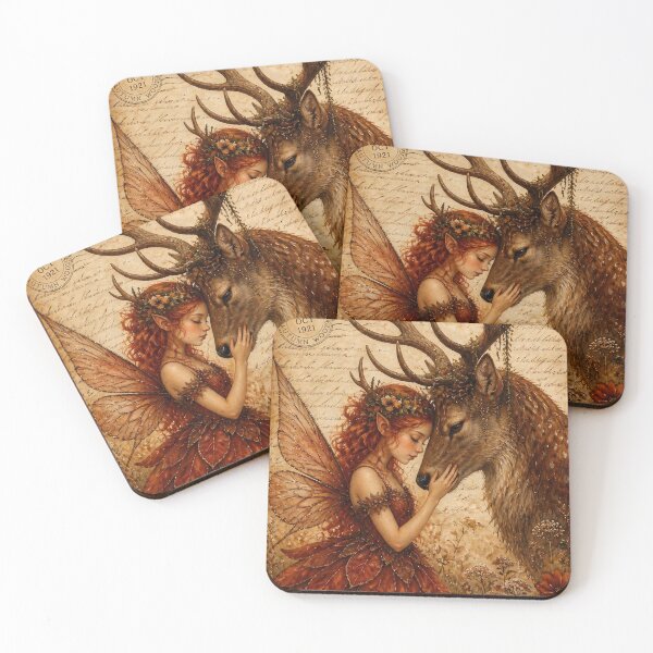 Item preview, Fairy and Stag in Sacred Celtic Bond designed and sold by FaeCoreStudio.
