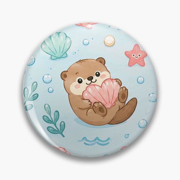 Item preview, Otter Heart Seashell Pattern designed and sold by Soft Berry Studio.