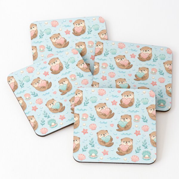 Item preview, Otter Heart Seashell Pattern designed and sold by Soft Berry Studio.