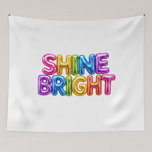 Item preview, Shine Bright Rainbow Balloon Typography Pride LGBTQ Inspirational Design designed and sold by RoPrincess.