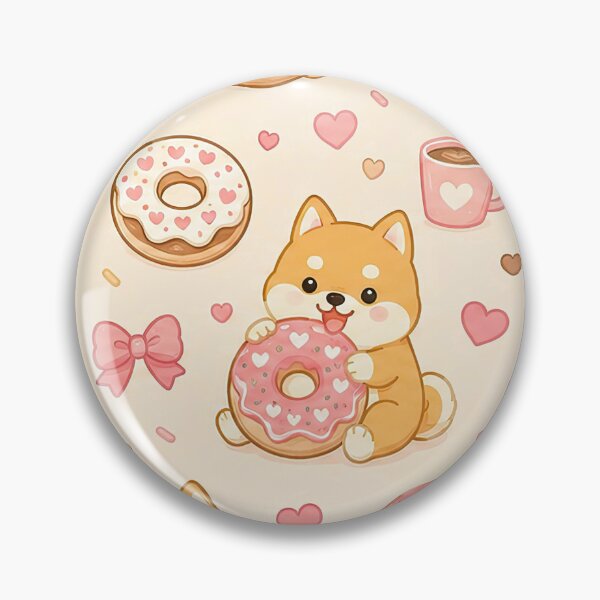 Item preview, Shiba Inu Love Donut Pattern designed and sold by Soft Berry Studio.