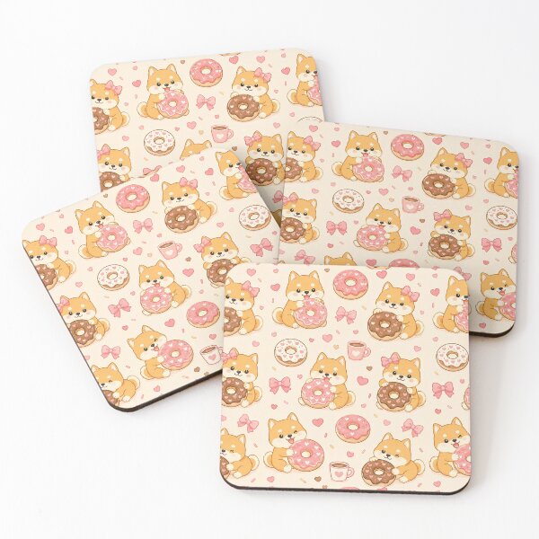 Item preview, Shiba Inu Love Donut Pattern designed and sold by Soft Berry Studio.
