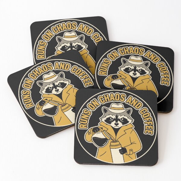 Item preview, Runs On Chaos And Coffee Raccoon designed and sold by Illustration Rk.