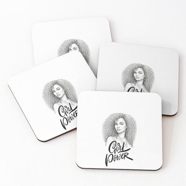 Item preview, Girl Power – Elegant Afro Curly Hair Woman Pencil Sketch Portrait designed and sold by Sarah'sCreativeLab.