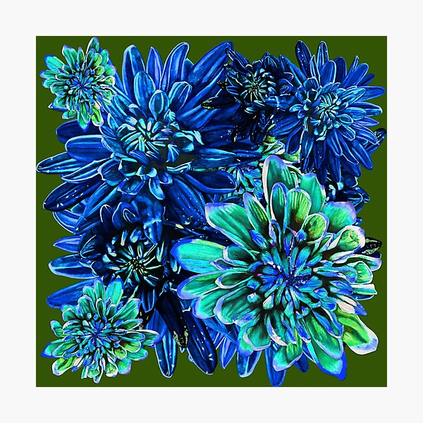 Item preview, Blue Chrysanthemums 7 designed and sold by nastiaart.