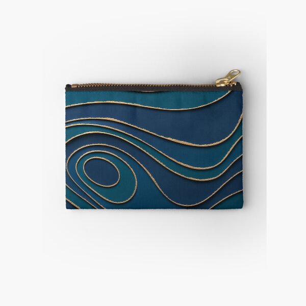 Item preview, Luxury Teal and Navy Abstract Topographic Gold Texture Waves designed and sold by Aimaniia666.