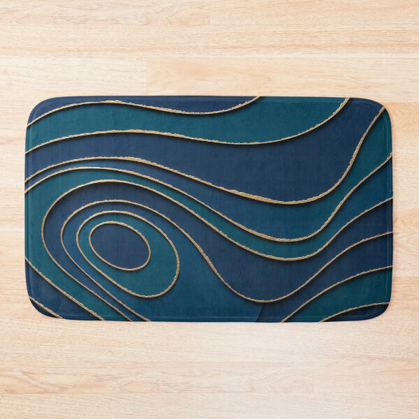Item preview, Luxury Teal and Navy Abstract Topographic Gold Texture Waves designed and sold by Aimaniia666.