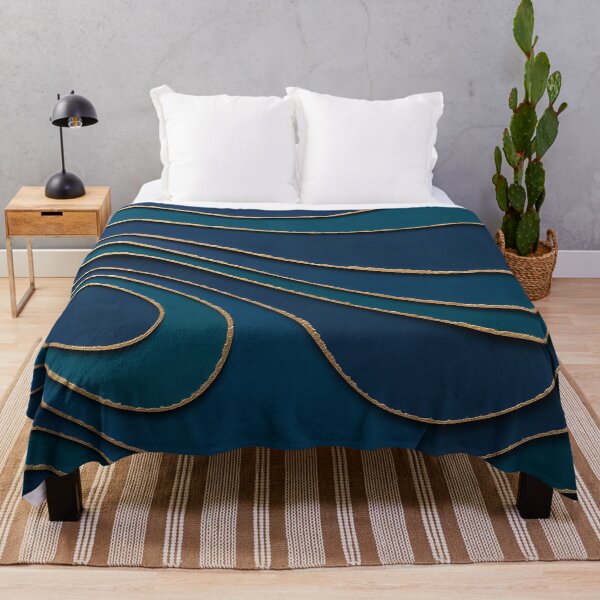 Item preview, Luxury Teal and Navy Abstract Topographic Gold Texture Waves designed and sold by Aimaniia666.