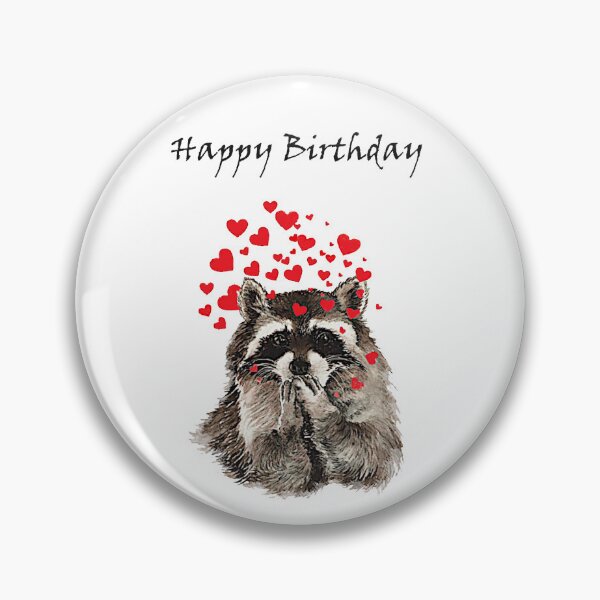Item preview, Raccoon Blowing Kisses Happy Birthday designed and sold by countrymouse.