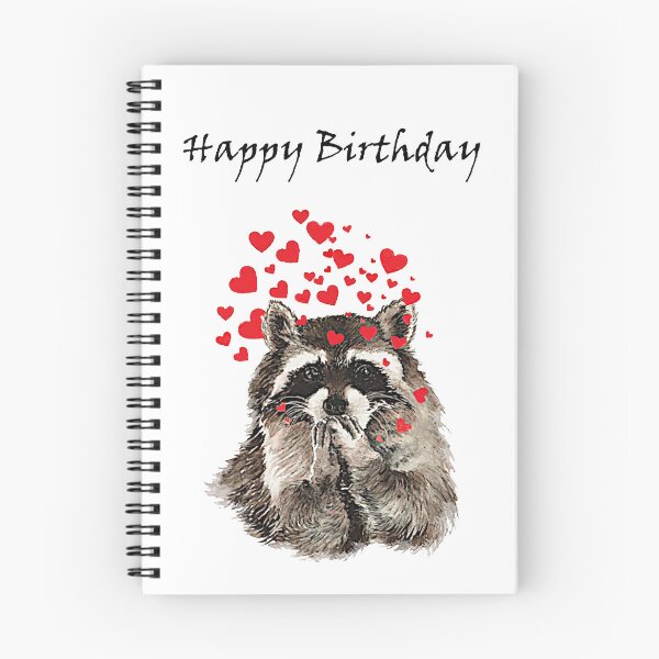 Item preview, Raccoon Blowing Kisses Happy Birthday designed and sold by countrymouse.