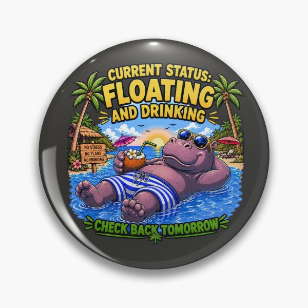 Artikelvorschau, Lustiges Nilpferd-Urlaubs-T-Shirt: Schwimmend & Trinkend entworfen und verkauft von Aimetoi.