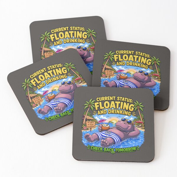 Item preview, Floating & Drinking Funny Hippo Vacation T-Shirt designed and sold by Aimetoi.