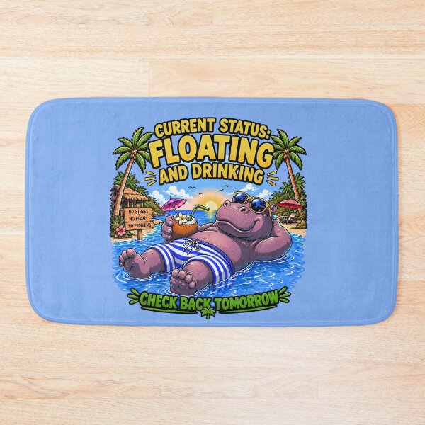 Item preview, Floating & Drinking Funny Hippo Vacation T-Shirt designed and sold by Aimetoi.
