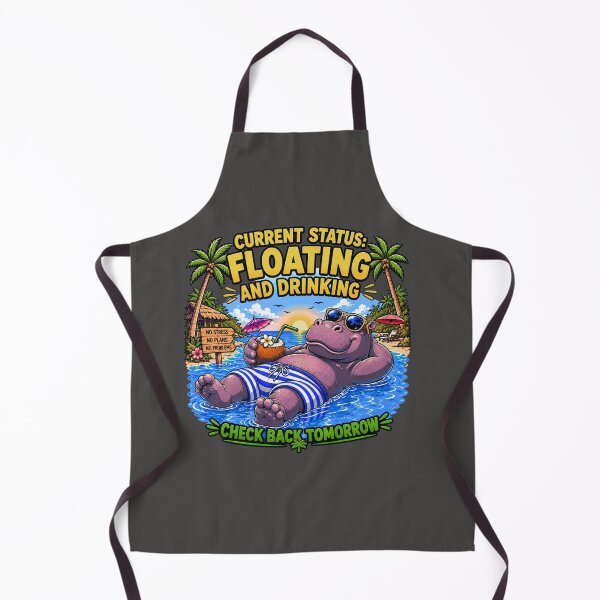 Item preview, Floating & Drinking Funny Hippo Vacation T-Shirt designed and sold by Aimetoi.