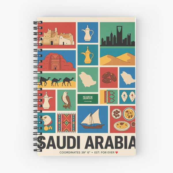 Item preview, Saudi cultural symbols, Camels Dates Coffee Pots Architecture Collage designed and sold by FrankOliver.