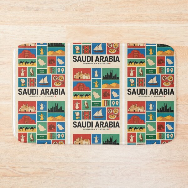 Item preview, Saudi cultural symbols, Camels Dates Coffee Pots Architecture Collage designed and sold by FrankOliver.