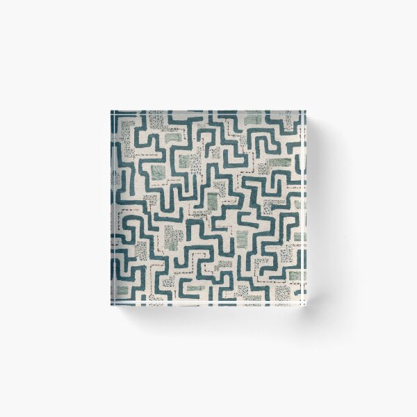 Item preview, Hidden Ways Seamless Geometric Pattern in Teal | Modern Maze Abstract Surface Design designed and sold by SWSandraWechner.